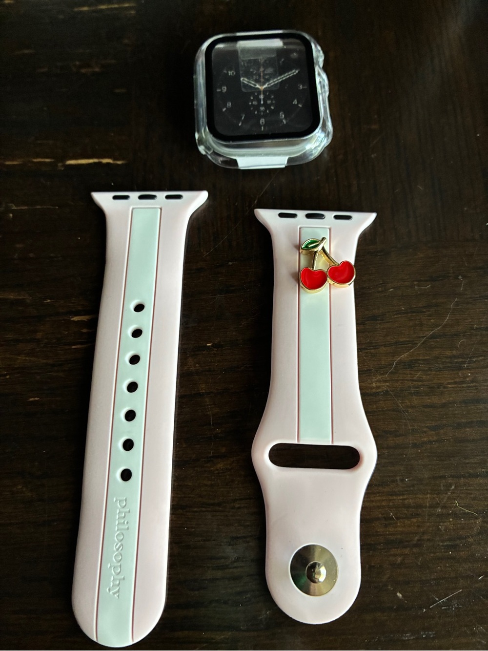 philosophy 2-Tone Pink Silicone Watch Band for 42mm Apple Watch - Picture 2 of 6
